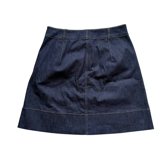 KATE SPADE Broome Street Embroidered Floral A-Line Skirt Indigo Blue Denim Butto - Picture 8 of 8